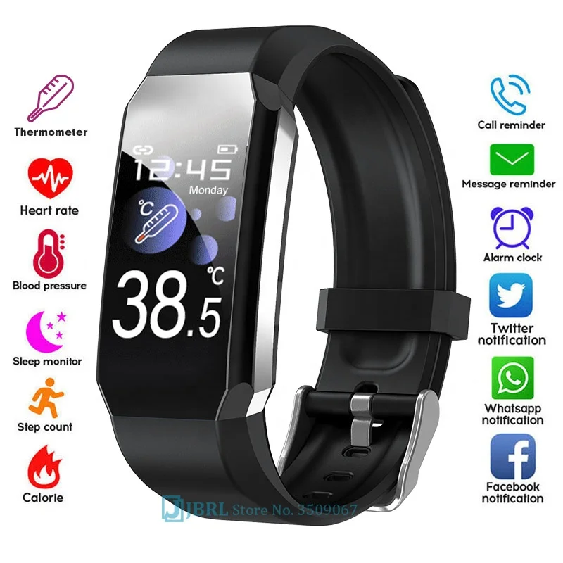 

Body Temperature Watch T3 Bracelet Sport Pedometer Fitness Tracker Wristband Blood Pressure Smart Watch Clock For Android IOS