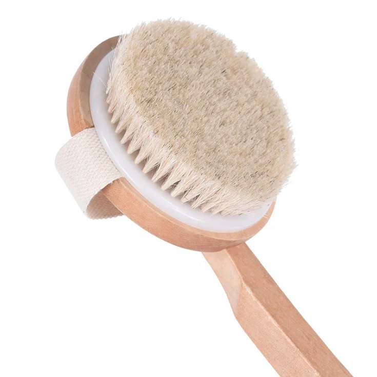 

Eco Friendly Soft Horse Hair Detachable Long Handle Bath Brush Organic Bamboo Wood SPA Bath Brush Body Skin Deep Clean Brush