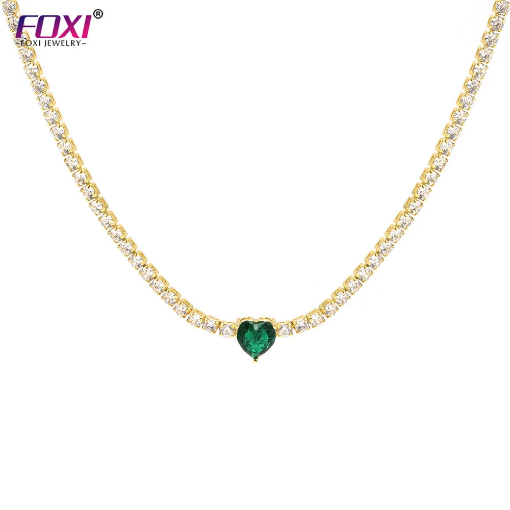 

2022 Fashion FB Ins New Arrival Tennis Chain Hip Hop Heart Chain Gold Silver Chain With Gold Plated Necklace