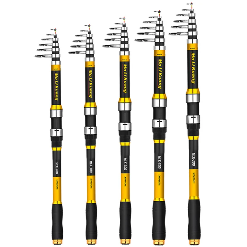 

Wholesale ultalight glass fiber hard fishing pole freshwater saltwater portable 2.1m-3.6m telescopic outdoor fishing rod, Yellow and black
