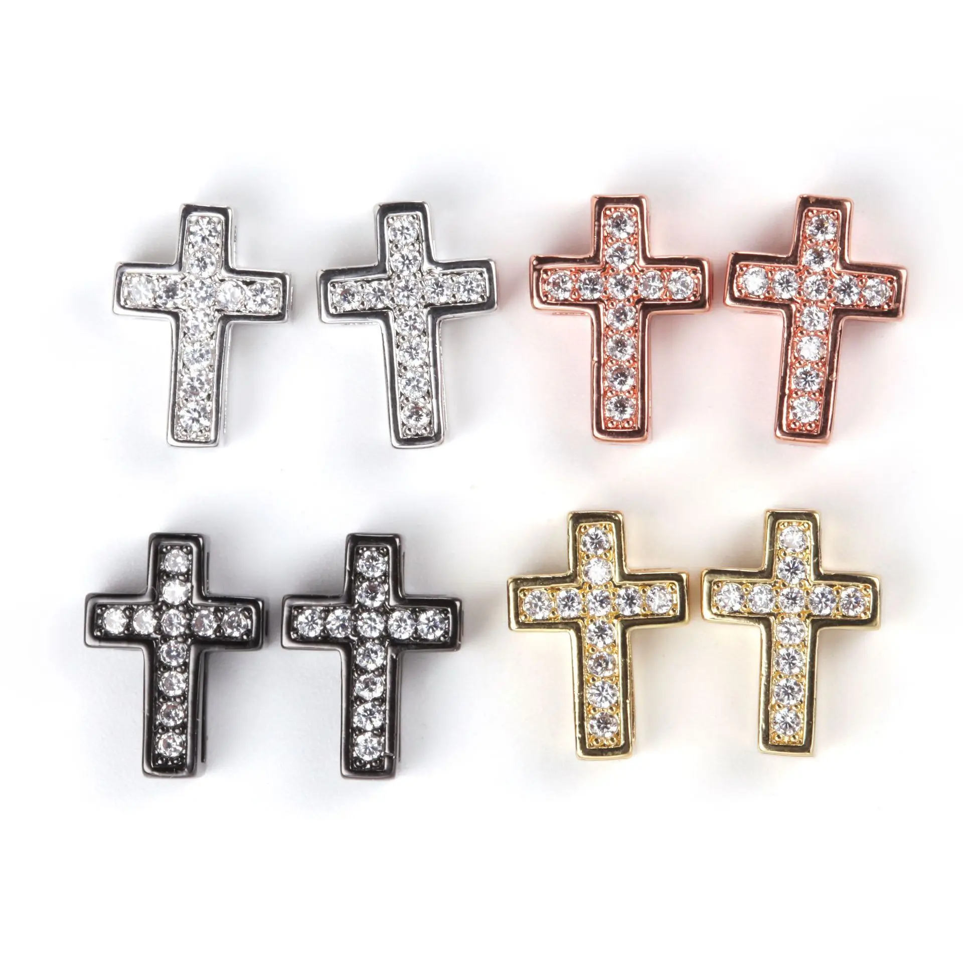

Micro Pave CZ Copper Alloy Metal DIY Jewelry Accessories Finding Inlay ZIRCON Cross Beads Shape Spacer Charm Pendant, Gold,silver,rose gold,black