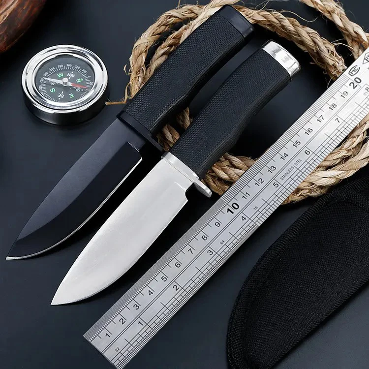 

009 Wholesale Outdoor Camping Survival Self Defense Steel Knife With Nylon Pouch Fixed Blade Knife