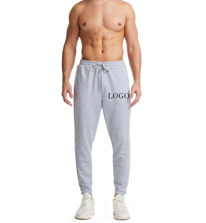 

Custom Logo Sports Tracksuit For Men Sports Casual Trousers Mens Plus Size Cotton Three Bar Youth Trousers, As picture