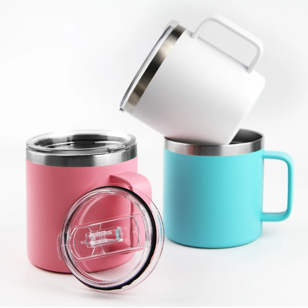 

double wall vacuum stainless steel coffee mugs custom logo 12oz &14oz luxury coffee mug with plastic lids, Can be customized
