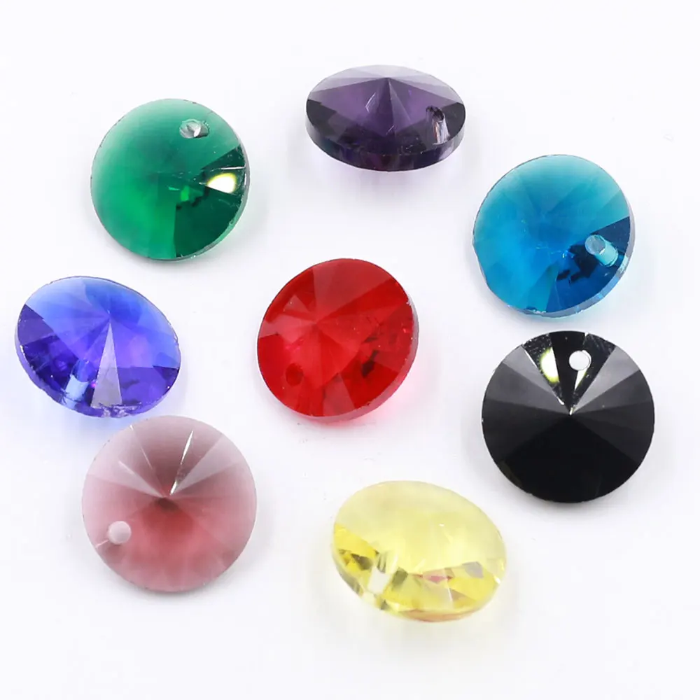 

14mm Crystal Glass Beads For Jewelry Making Flat Bipyramidal Bead For Pendant Necklaces Decoration DIY Accessories 20pcs/bag