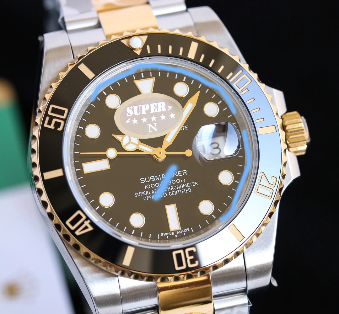 
rollex noob watch N factory V9 two tone submarine 116613 noob diver watch 2836 movement 