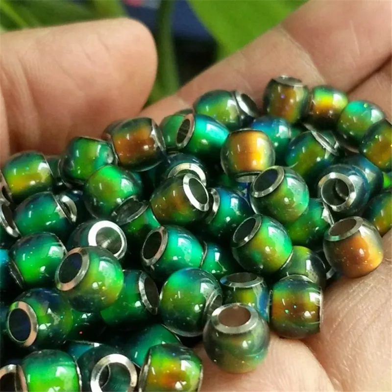 

50Pcs Color Changing temperature Beads, Mood Sensitive Loose Beads Barrel Spacer Beads DIY Making Jewelry for Bracelet Necklace, Picture
