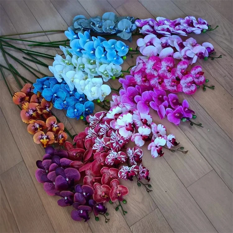 

Hot sell T-0450 High-quality simulation artificial moth orchid latex blue flowers for customizable service