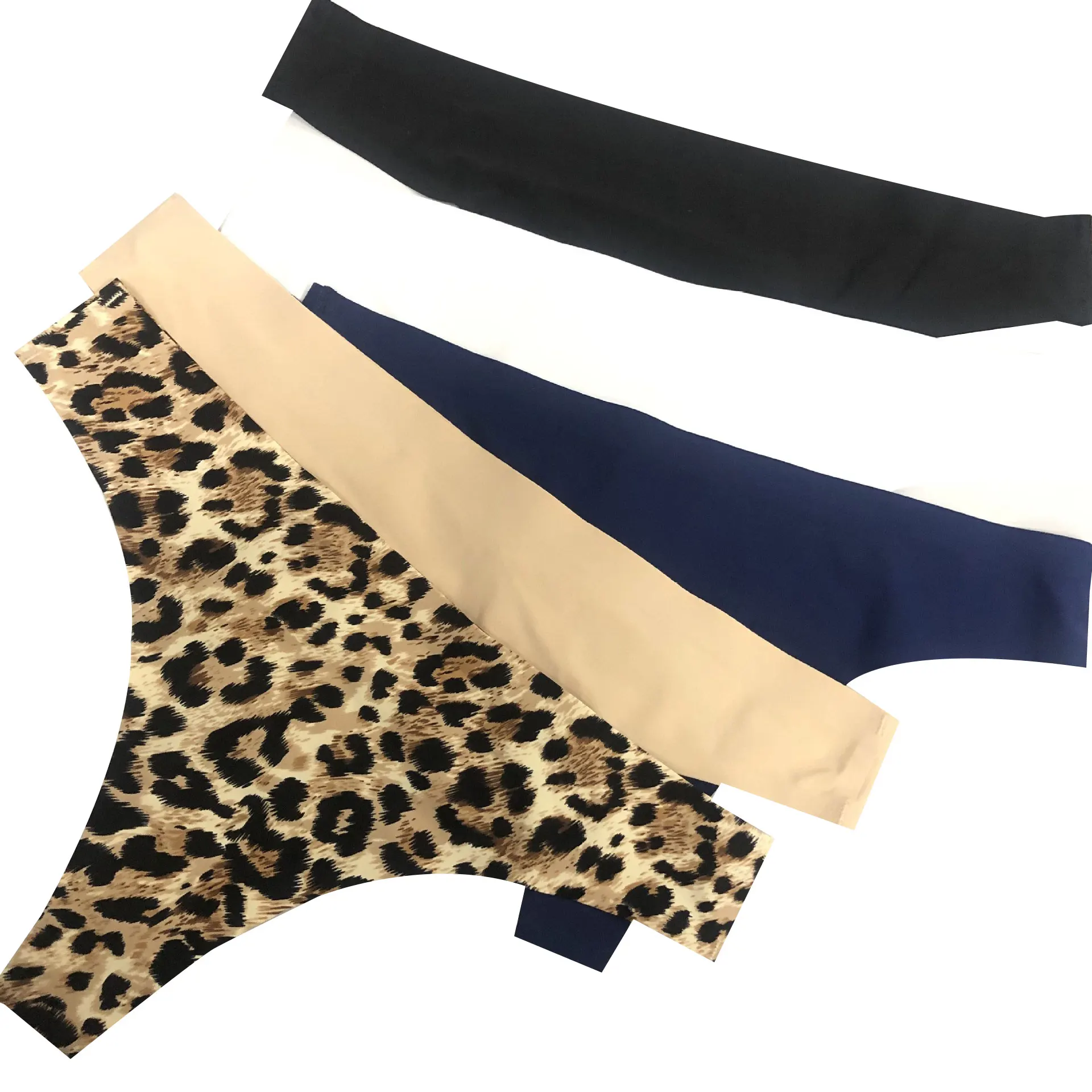 

Women simple design low waist laser cut plus size seamless ice silk underwear women thong for daily life