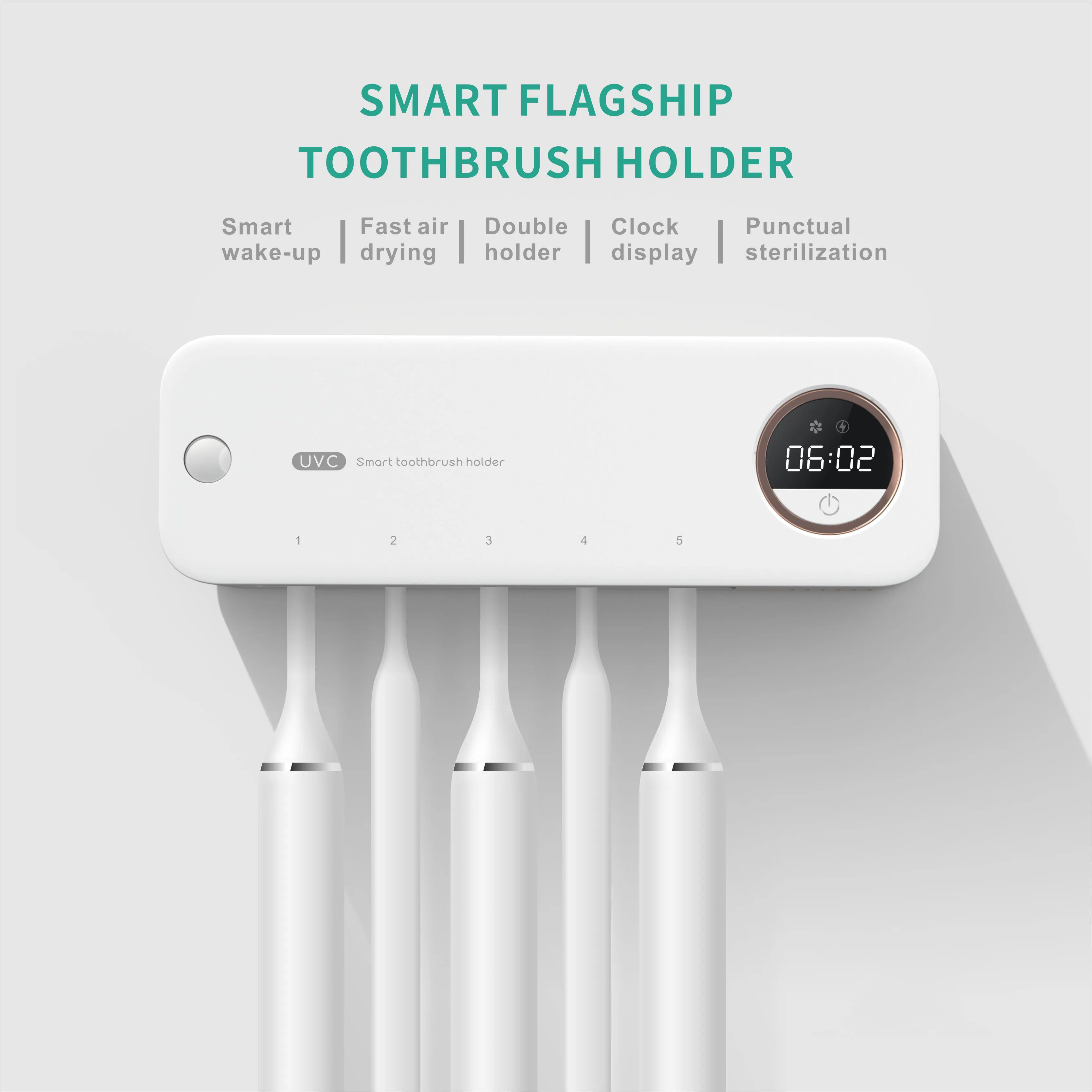 

Latest portable electric UV Toothbrush Sterilizer Toothbrush Holder and Dryer with Timing Function, White black green