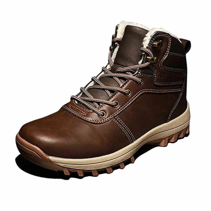 

Fashion Winter Outdoor Men'S Shoes Warm Artificial Plush Snow Boots, Black/brown/coffee