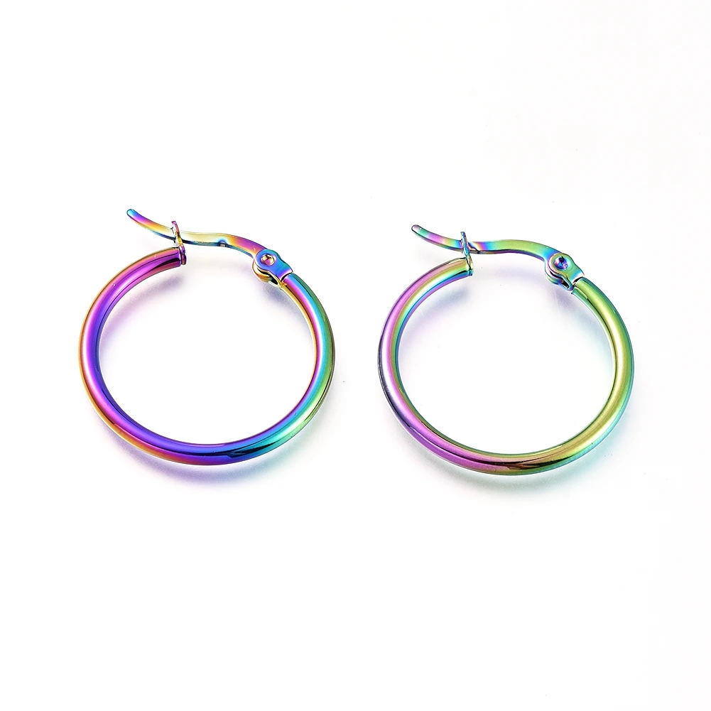 

PandaHall 12 Gauge Hypoallergenic 201 Stainless Steel Hoop Earrings, Multi-color