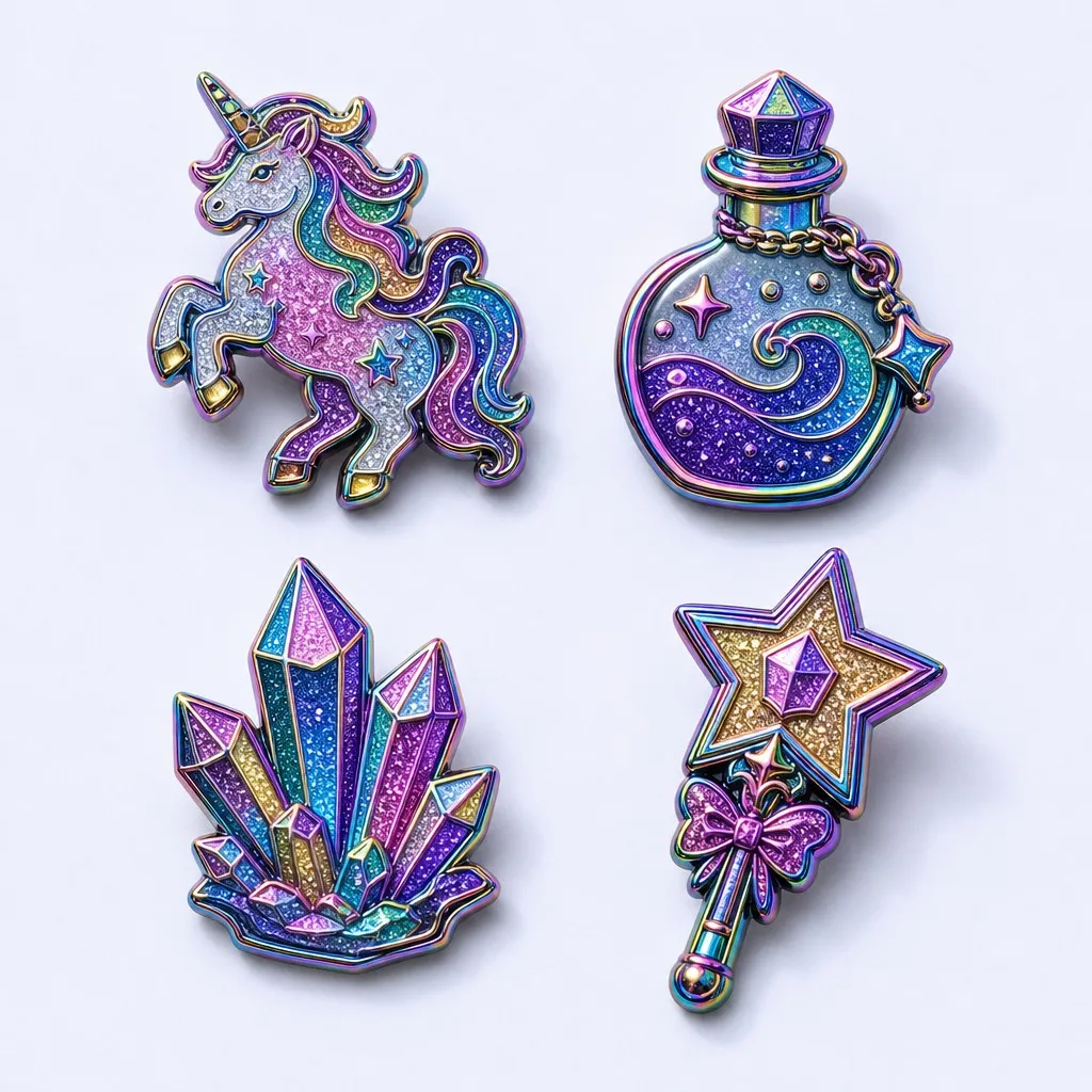 4-Piece Enamel Pin Matrix Flatlay