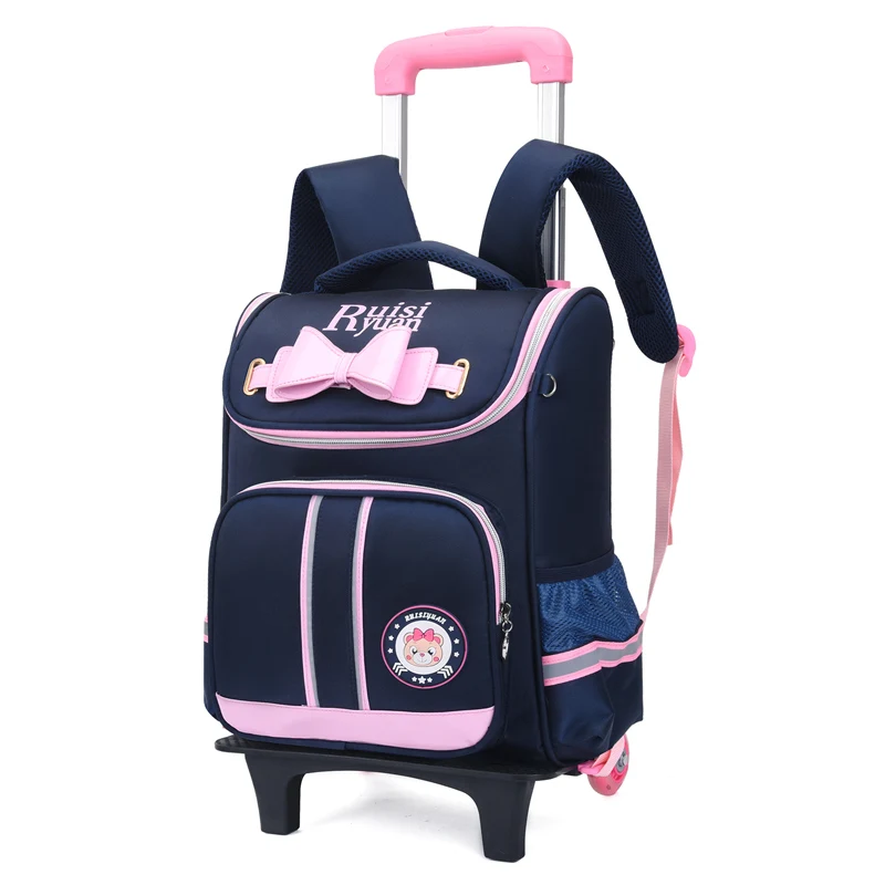 

3-6 Grades Children School Bags Kids Travel Rolling Luggage Bag Trolley School Backpack Girls Backpack 2 or 6 Wheels Book Bag, Customized