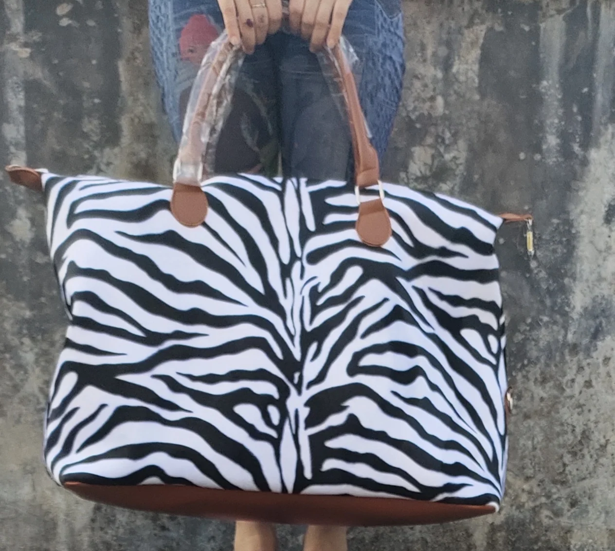 

Free sample ladies high-quality handbag fashion classic leopard zebra print pattern bag in stock can be customized