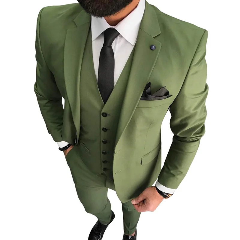 

2022 Olive Green Classic Men Suits For Men Notch Lapel Business Suits Formal Suits 2PCS(Blazer+Pants)