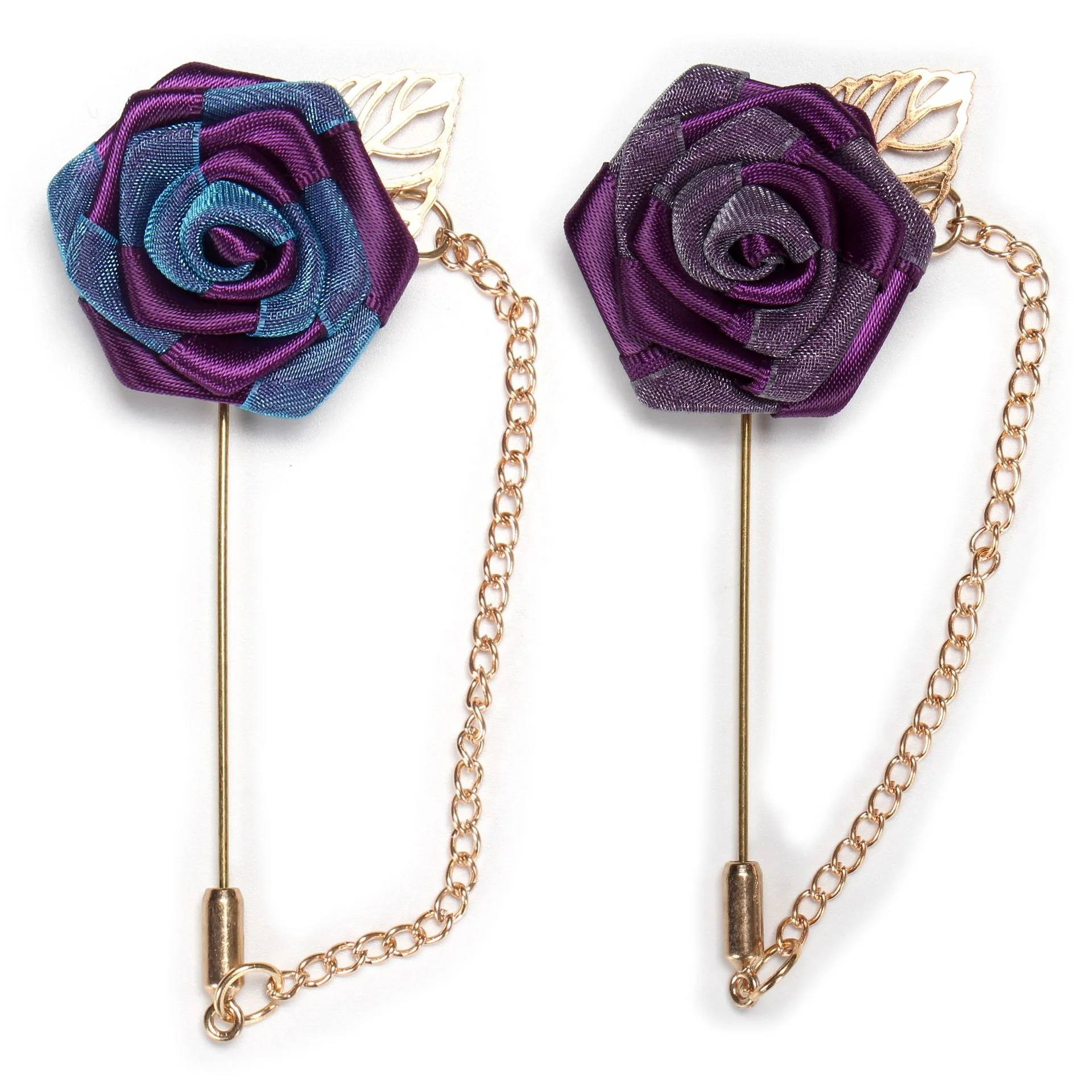 

New arrival men's and women's suits jewelry fabric rose flower leaf brooch lapel pins with chain for sale, As pics