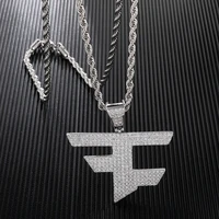 

Trend Brass Iced Out Rolling Team Logo Hip Hop Pendants Necklaces For Men Rapper Jewelry