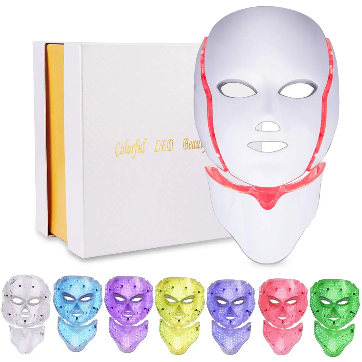 

Professional Skin Rejuvenation Skin Tightening 7 Colors Led Photon Therapy Face Mask With Led, White