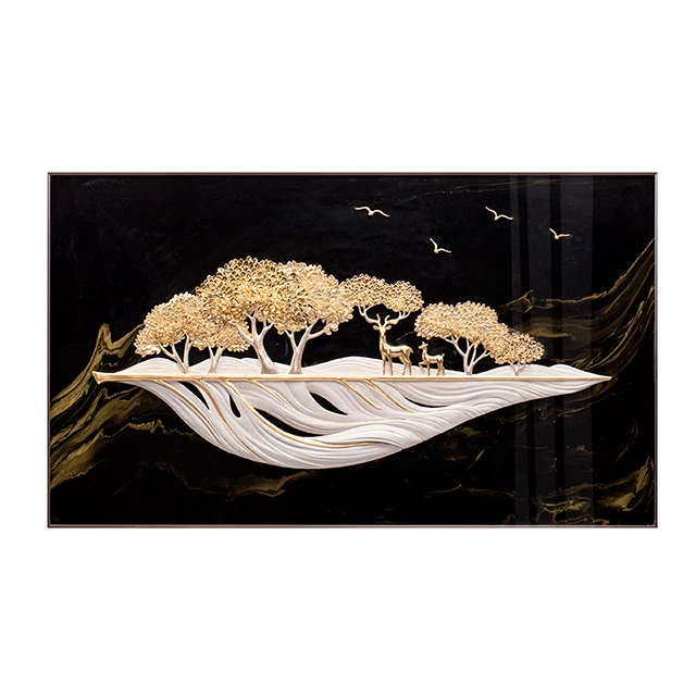 

Relife 2021 new arrival luxury resin 3d art wall painting handmade black gold home decoration pieces home decor, Customized color