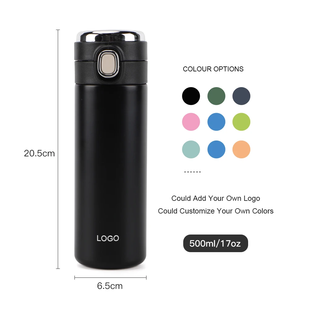 

500ml Hot And Cold Drinks Smart Vacuum Insulated 304 Stainless Steel Smart Water Bottle With Led Temperature Display Lid