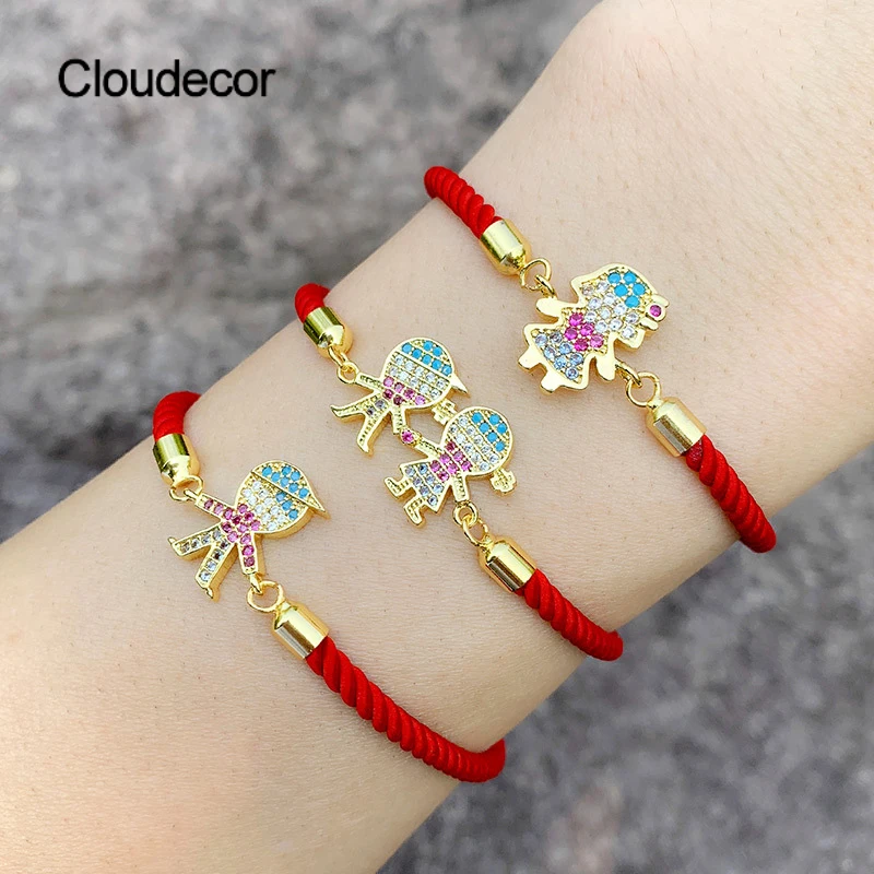 

2021 Bracelets For Little Girls Baby Boy Charm Bracelets For Women Stylish Colorful CZ Braided Red Bracelet Rope String Black, Steel/gold/rose gold