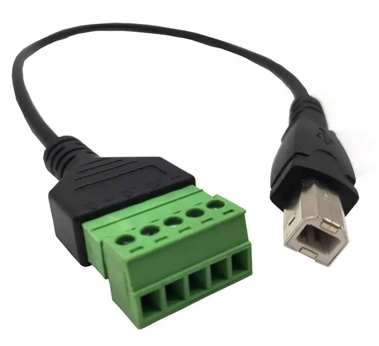 

USB Type B Male Plug to 5 Pin/Way Female Bolt Screw with Shield Terminals Pluggable Type Adapter Connector Cable