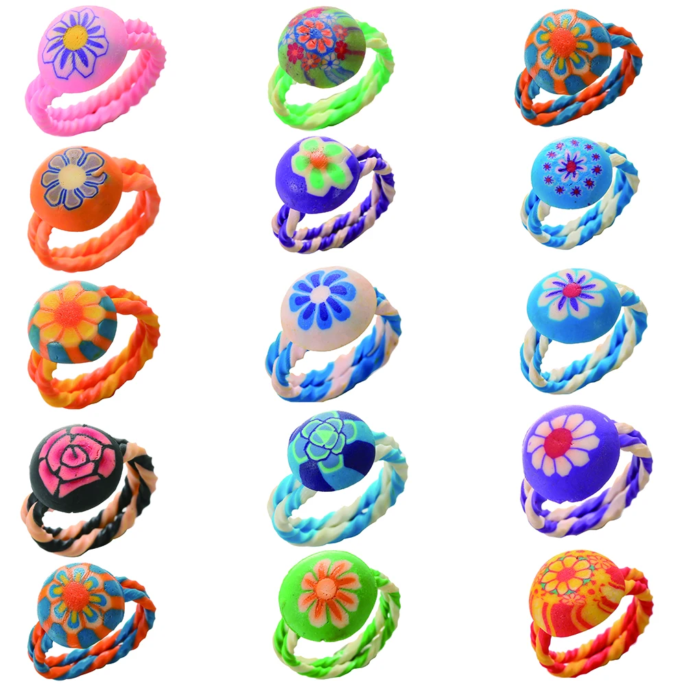 

20pcs/pack Ins Bohemia Colorful Round Flower Handmade Ceramic Clay Rings For Women Kind Clay Finger Rings Jewelry Friends Gifts, Picture shows
