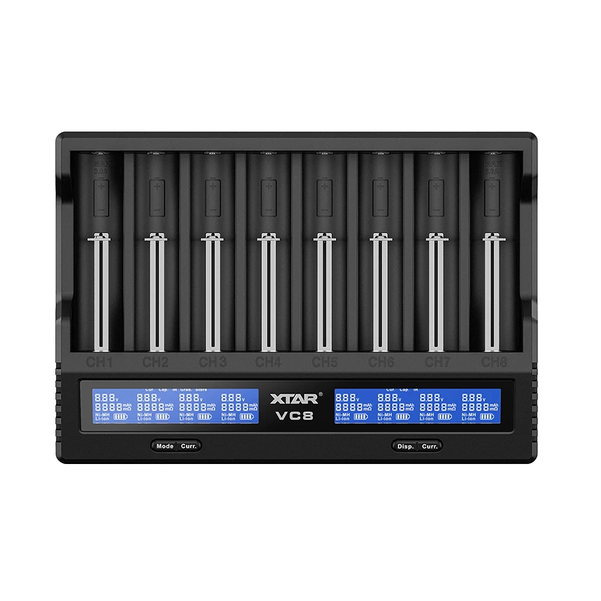 

Free Shipping XTAR VC8 8 slot usb fast charger with LCD screen max 3A for 14500&18650&21700 li-ion batteries powerful charger