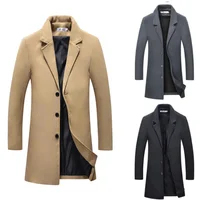 

men's casual thicken woolen trench coat Long jackets business coats Slim fit overcoat