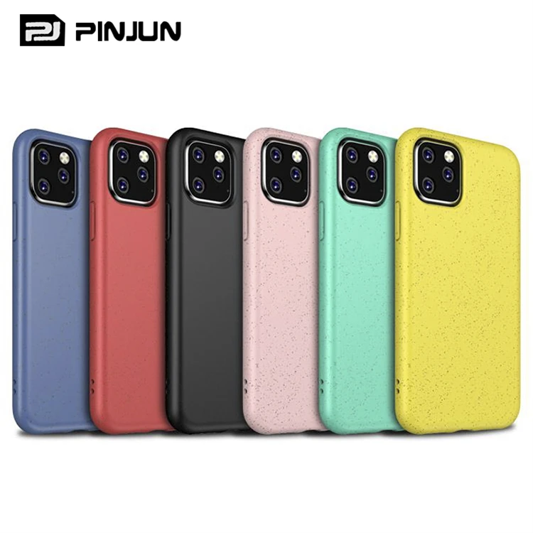 

Recycled Plastic Eco Friendly Biodegradable Wheat Straw Mobile Phone Case For iPhone 13 12 11 Pro Max Soft TPU Back Cover