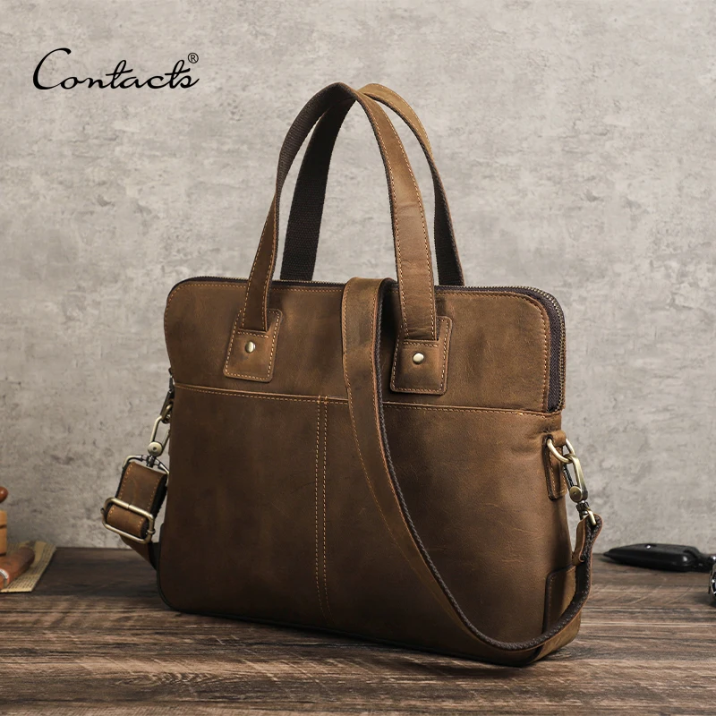 

15 inch Large office Briefcase Bag Mens Business Travel Messenger Leather Laptop Bag