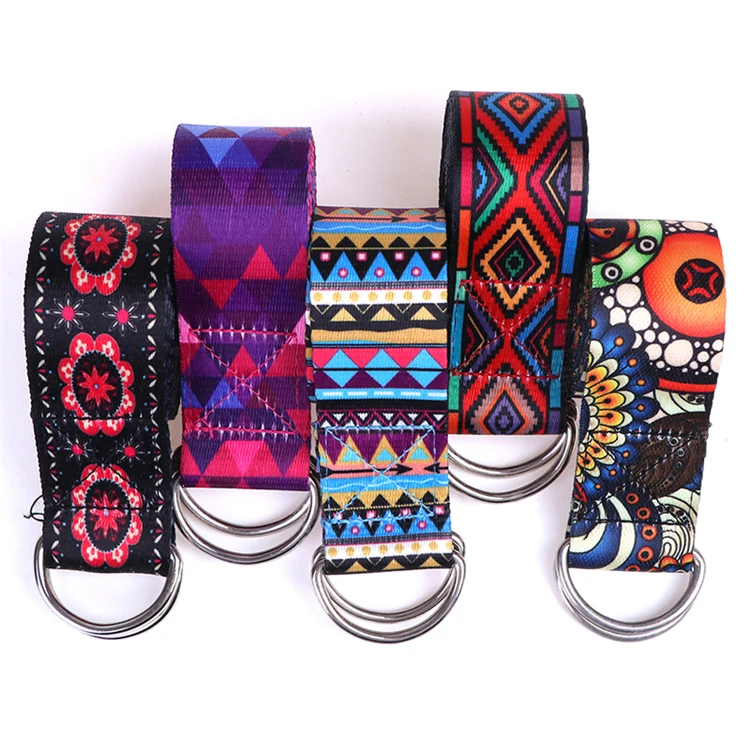 

Woven Cotton Custom Print Oem Yoga Strap With Loop, Customized