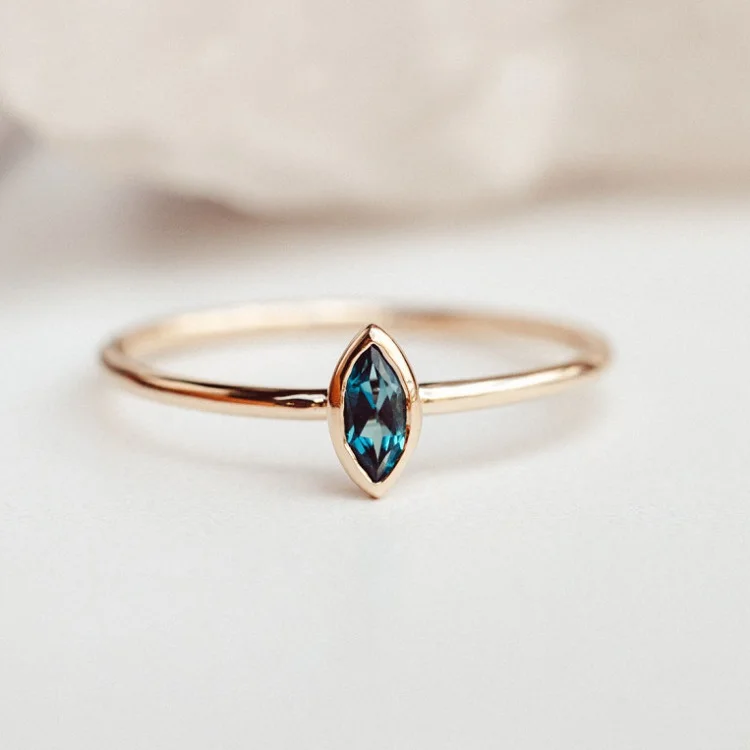 

Minimalist 925 silver natural eye shape moonstone topaz stackable rings jewelry women LYR0806