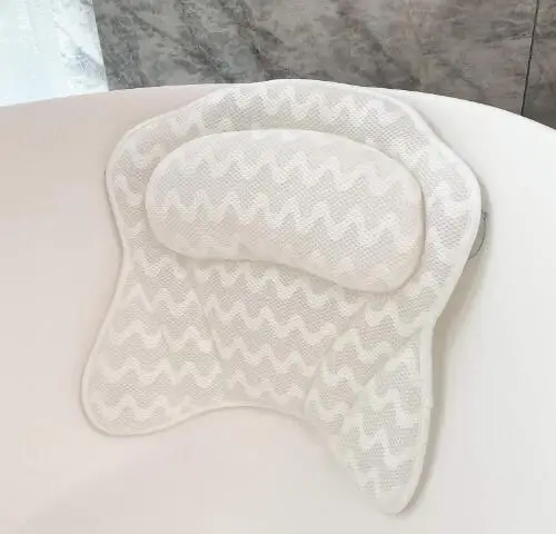 

Luxury Spa Comfortable Bath Tub Pillow Rest Air Mesh Bath Cushion with 6 Suction Cups, Customizable