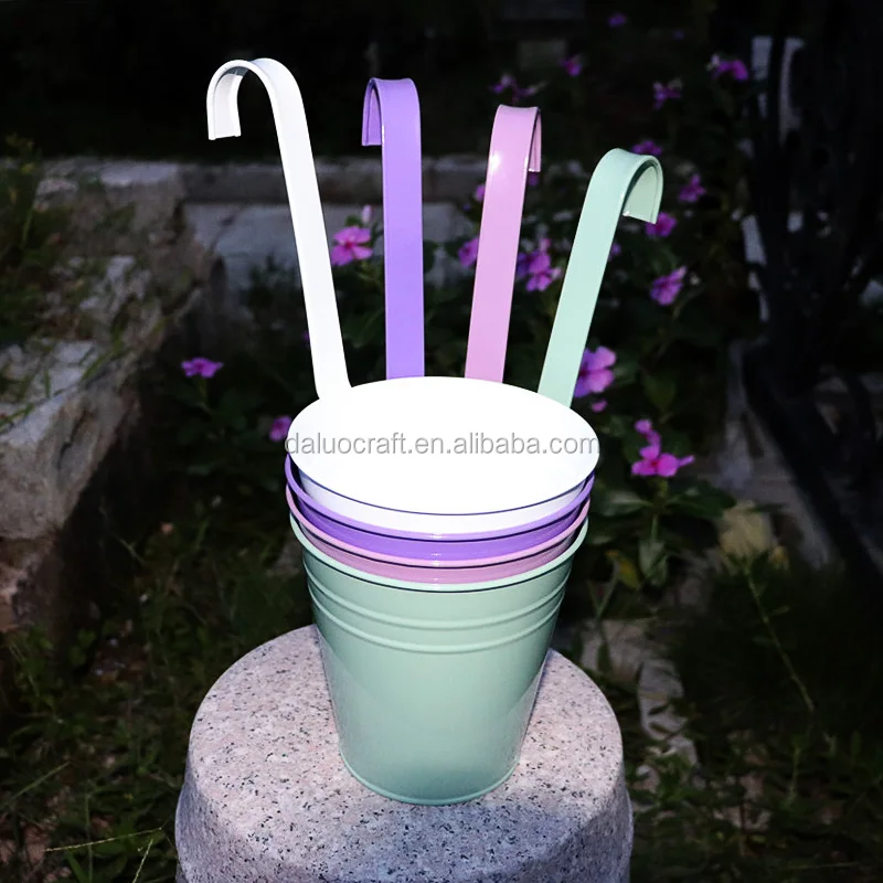 Metal Fence Planter Balcony Flower Pots Pink Railing Planters With