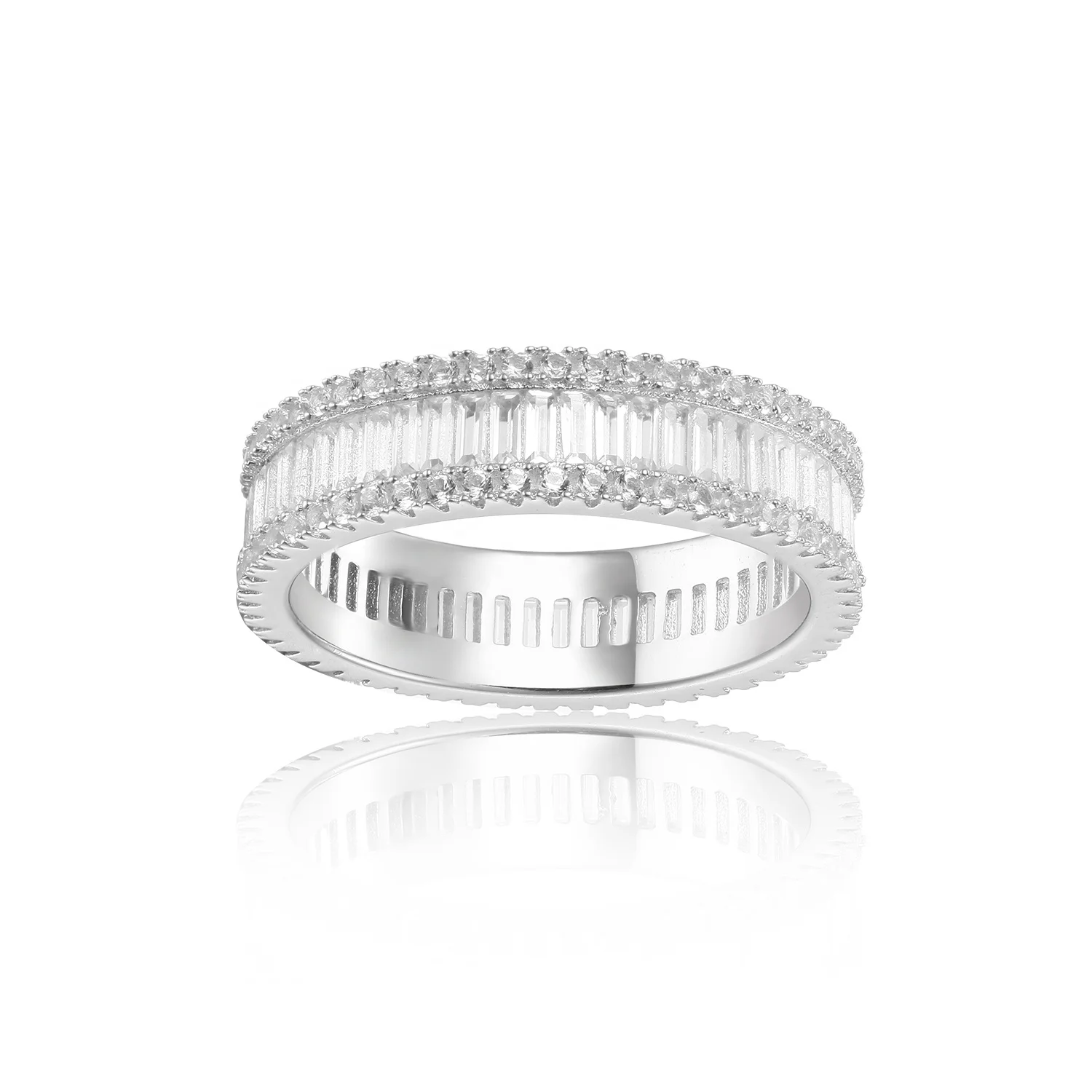 

Abiding Jewelry 3 Years Plating Lasting Classic White Gold Plated 925 Sterling Silver Wholesale Full Eternity CZ Baguette Ring