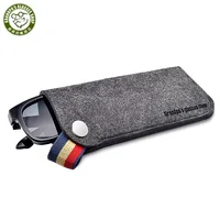 

Wholesale hot sell thickening Portable Colorful Soft Felt Sunglasses pouch microfiber fashion Alloy buckle wool felt glasses bag