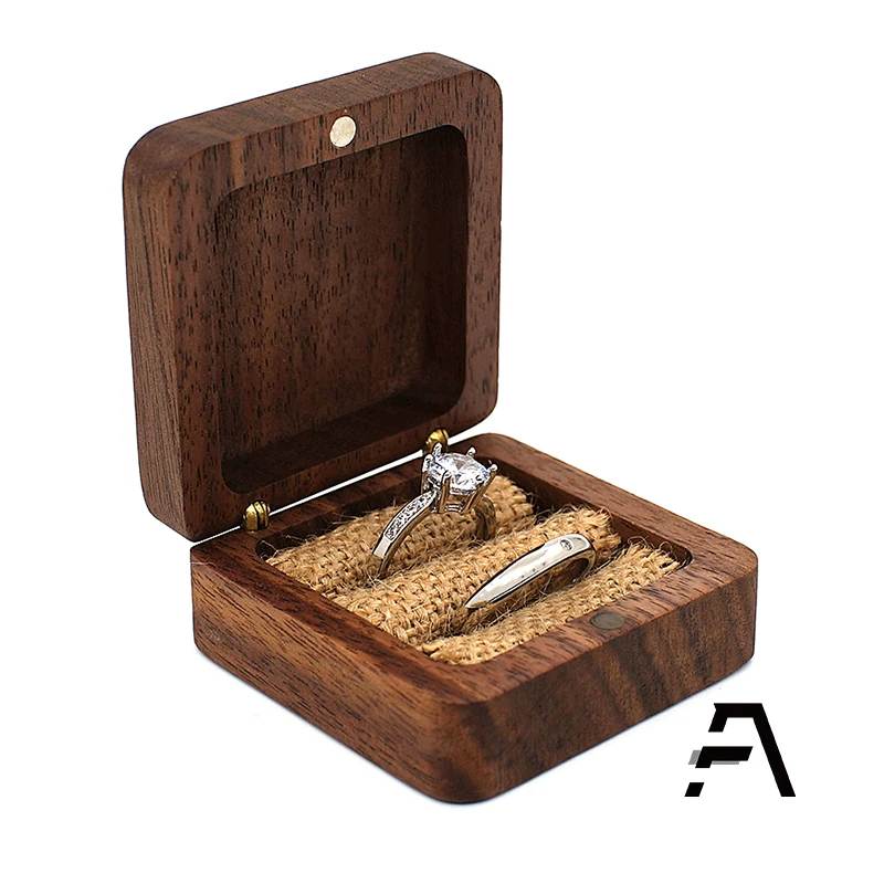 

wholesale custom wood ring box for jewelry gift, Walnut