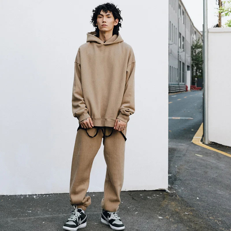 

Custom unisex 350g heavy weight fleece hoodie sets oversized drop shoulder hoodie and casual sweatpants