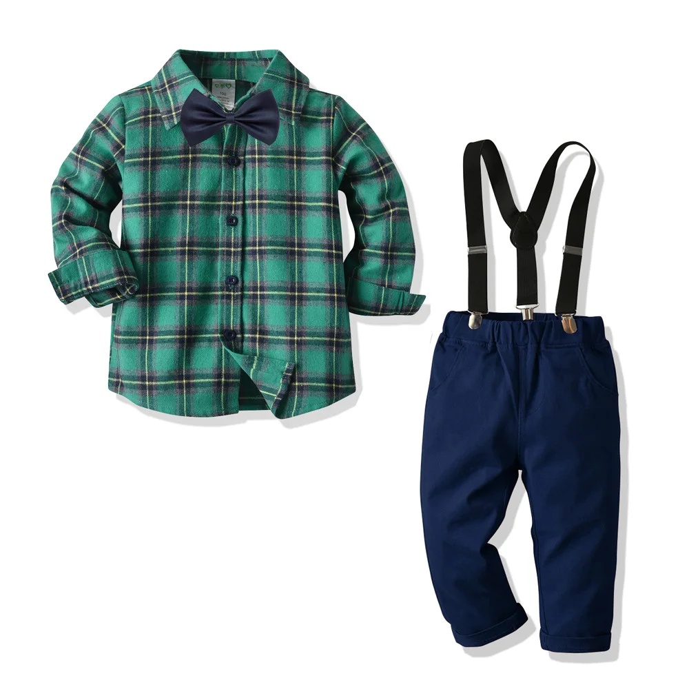 

Gentleman Long Sleeve Bowtie Romper Suspenders Outfit Set Summer Kids Baby Boy Dress Clothes