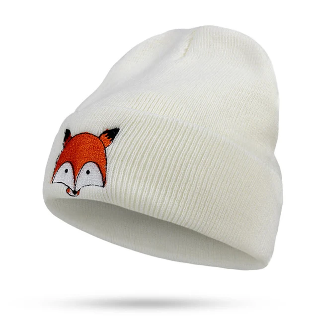 

Unisex Winter hats Beanies Skullies For Men Women Cartoon Fox Embroidery Women's Knitted Hat Bonnet Cap Skiing Warm Men's Hats
