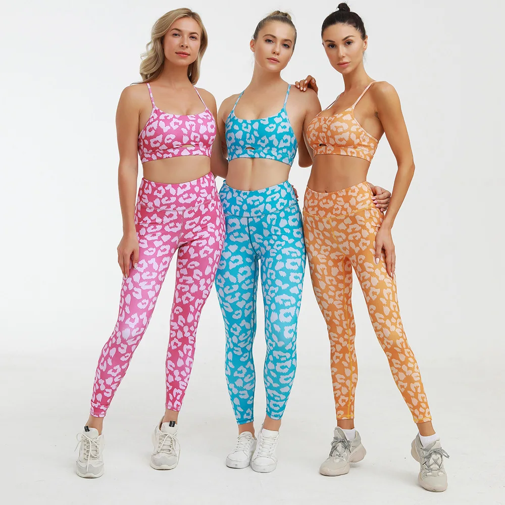 

New design sublimation printed sport wear fitness bra and legging for women yoga set