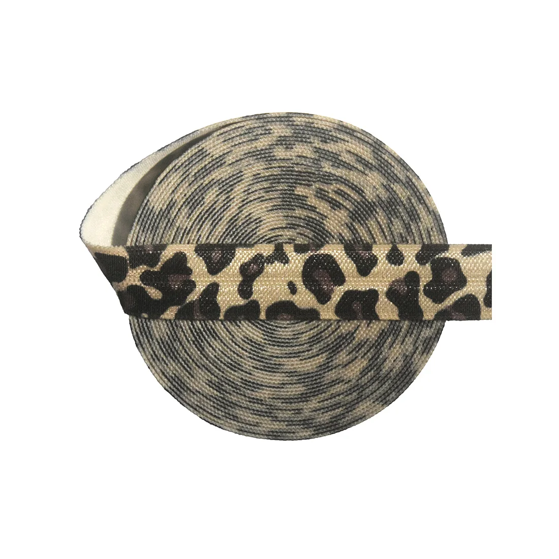 

BRISTLEGRASS 50 Yard by Roll 5/8" 15mm Nude Leopard Print Foldover Elastic FOE Spandex Satin Band Hair Tie Dress DIY Sewing Trim, Accept customized