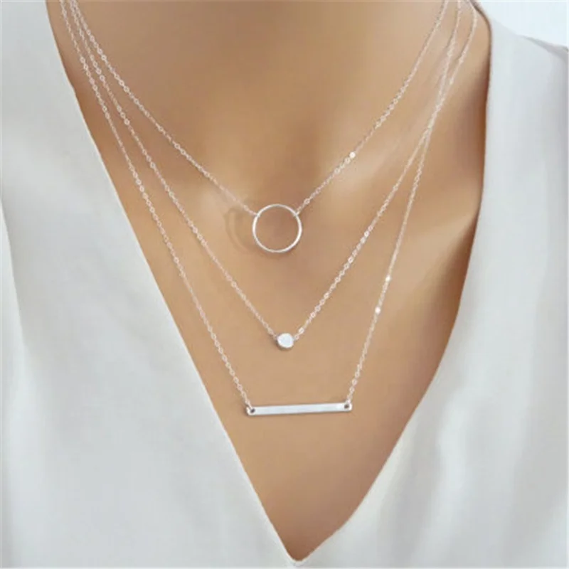 Fashion Multilayer Necklace Multi-element Round Choker Chain Necklace