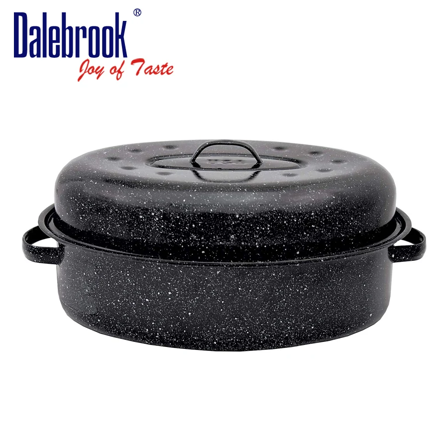 

Anycook 2pcs Porcelain Enamelware BBQ Ceramic Cookware Chicken Turkey Oval Roaster Pan Groove Bottom Baking Pot, Black or customize