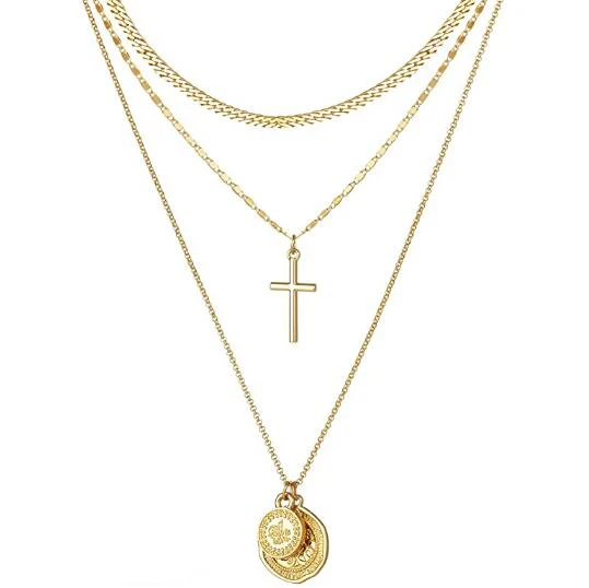 

Handmade Trendy Personal Coin Necklace Cross Necklace for Women
