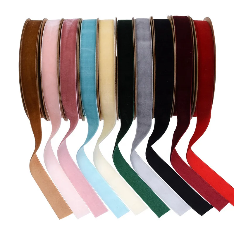 

Amazon 1.5cm non elastic single sided small packaging rolls colors velvet ribbon, 10 colors