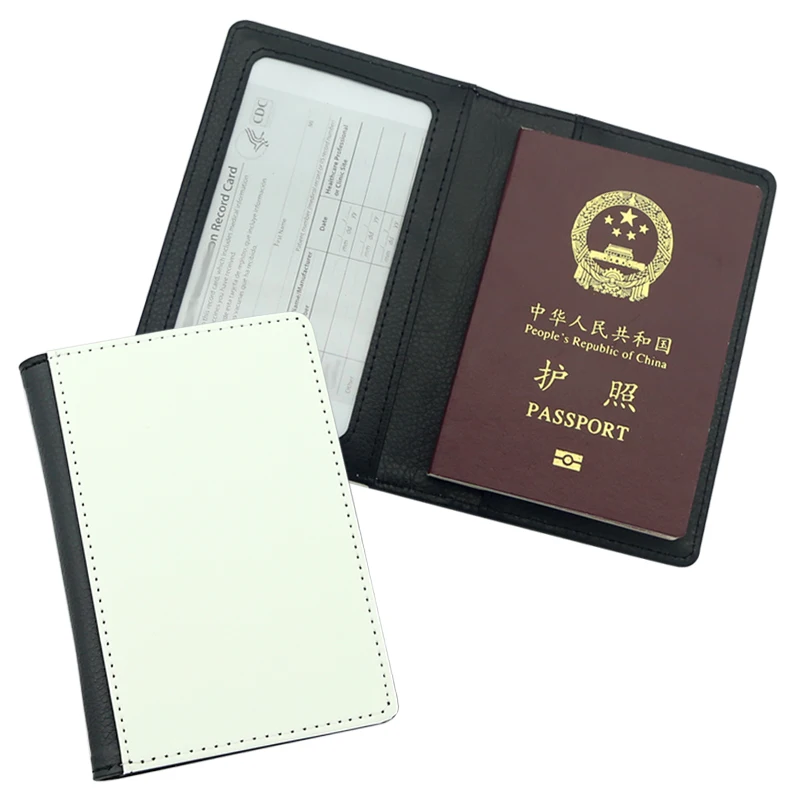 

Wholesale Sublimation Blanks PU Leather Travel Passport Holder Custom Passport Cover book, Black