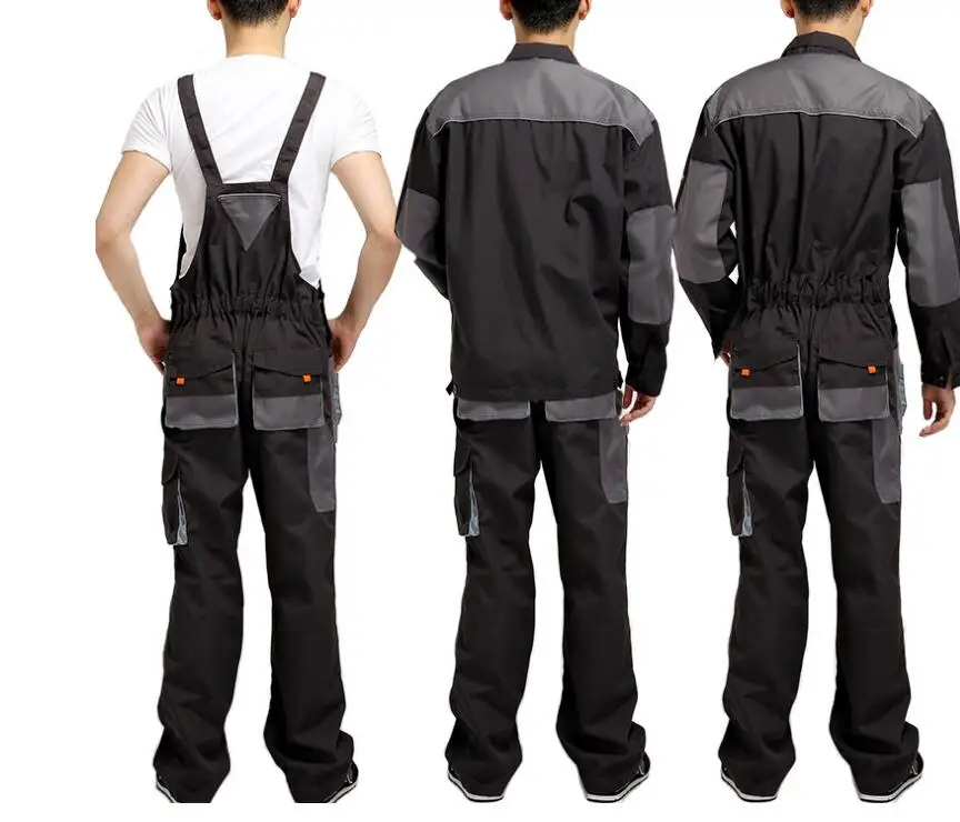 Grey Suspenders Overalls Multi-pocket Tools Uniform Overalls Suit Auto ...